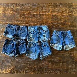 5 pairs of women jeans shorts — size 0 - 4 Aeropostale pairs